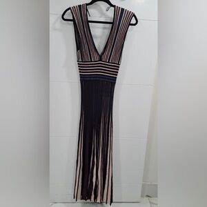 Zara Black and Pink Striped Maxi Dress